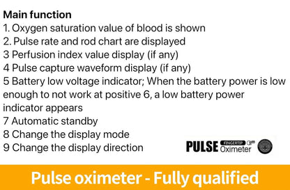 Finger Pulse Oximeter Larger Display Blood Oxygen Monitor with Batteries and Lanyard Included Fingertip Pulse Oximeter